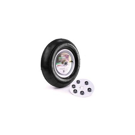 Martin Wheel 408TTRIB32 Wheelbarrow Wheel with Universal Hub, 300 lb Max Load, 8 in Dia Rim, 16 in Dia Tire 408TTRIB32